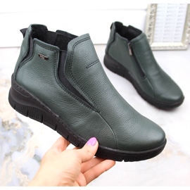 Botas femininas confortáveis ​​de couro com cunha, isoladas verdes Helios 552.566 1