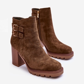 Botas Camurça Salto Alto Verde Oliva Makeline marrom 2