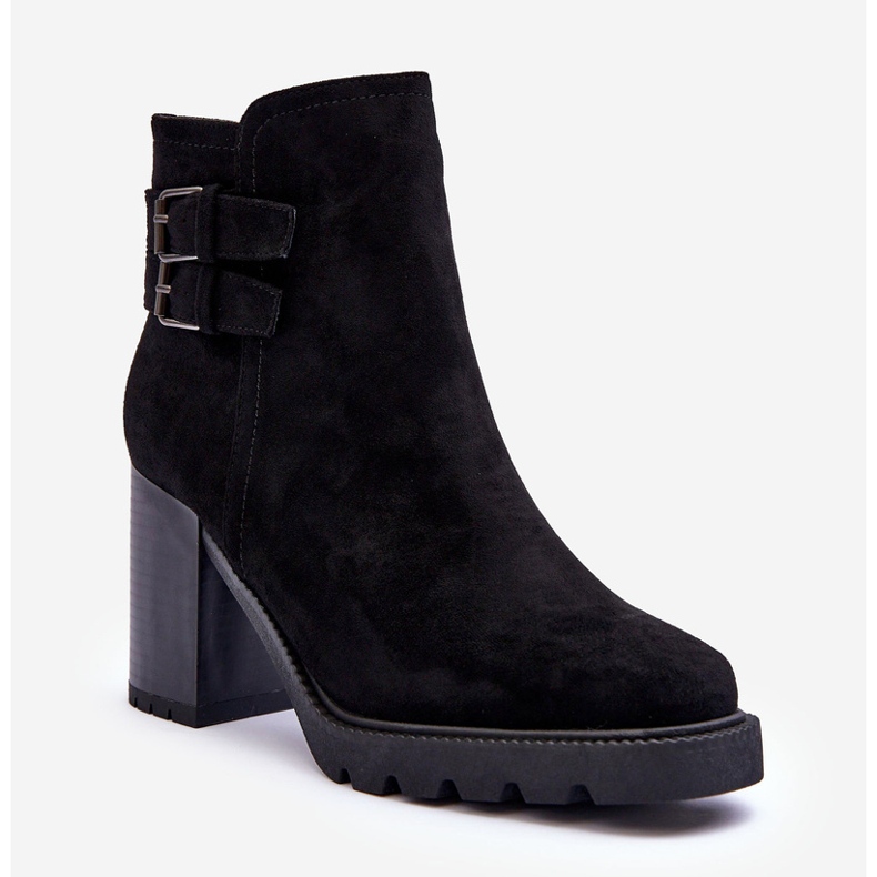 Botas de salto alto em camurça preta Makeline preto 1