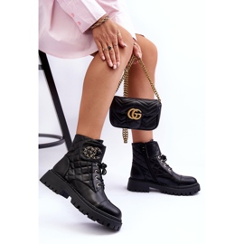 Botas femininas de trabalho com decoração, Black Toye preto 2