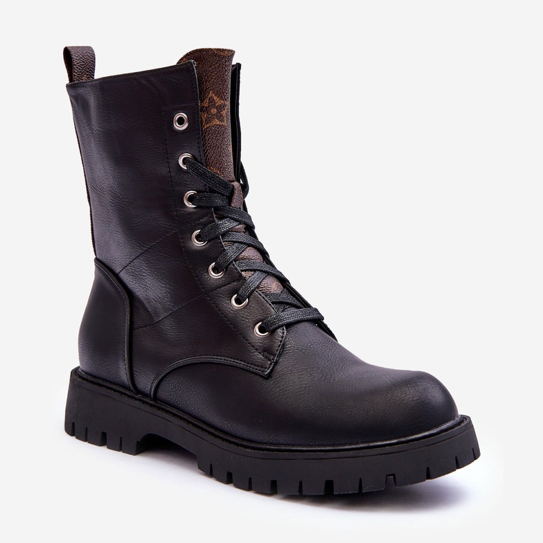Botas de couro pretas Lonevis marrom 1