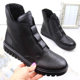 Botas pretas isoladas femininas confortáveis ​​de couro Rieker Y3458-00 preto 1