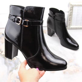 Botins femininos com isolamento de couro envernizado, pretos, Sergio Leone BT324 1