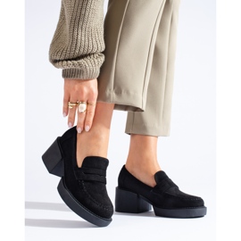 Sapatos femininos de camurça preta Shelovet preto 2