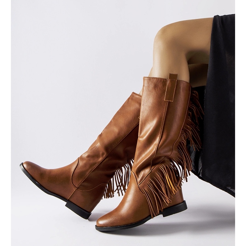 Botas de cunha com forro marrom Giorgia castanho 1