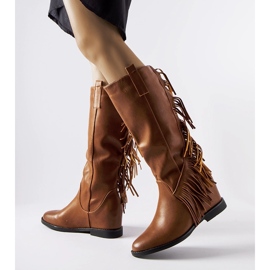 Botas de cunha com forro marrom Giorgia castanho 2