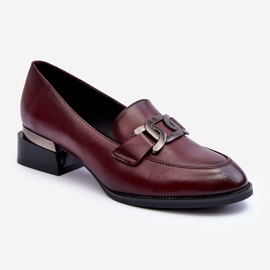 Vinceza Sapatos de couro, mocassins de salto alto, Borgonha Sakina vermelho 1
