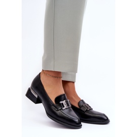 Vinceza Sapatos de couro mocassins com salto alto, preto Sakina 2