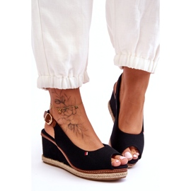 Sandálias de cunha clássicas femininas pretas Katie preto 2