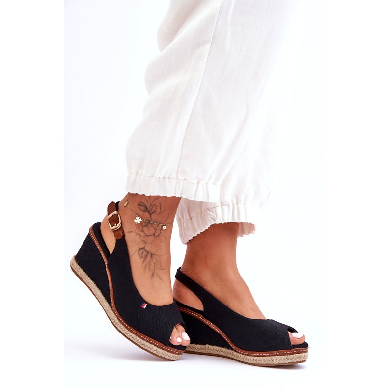 Sandálias de cunha clássicas femininas pretas Katie preto 3