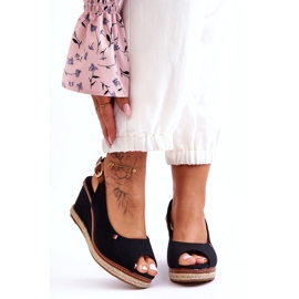 Sandálias de cunha clássicas femininas pretas Katie preto 4