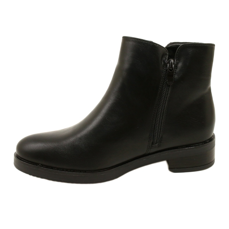 Botas femininas com couro ecológico no Evento 21BT35-6416 Slider preto 1