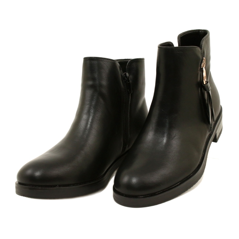 Botas femininas com couro ecológico no Evento 21BT35-6416 Slider preto 2
