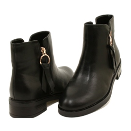 Botas femininas com couro ecológico no Evento 21BT35-6416 Slider preto 3