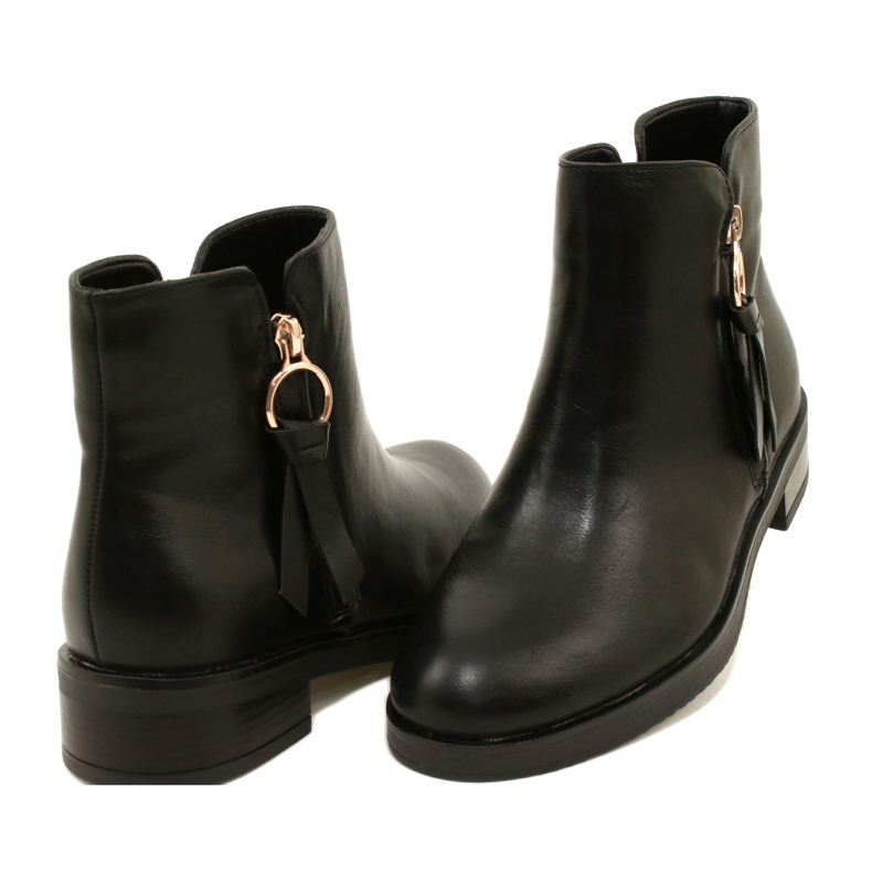 Botas femininas com couro ecológico no Evento 21BT35-6416 Slider preto 3