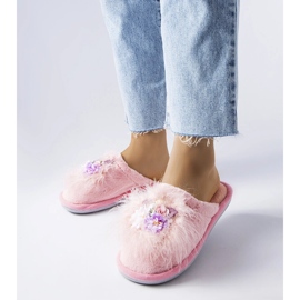 Chinelos quentes rosa com flores Moly 1
