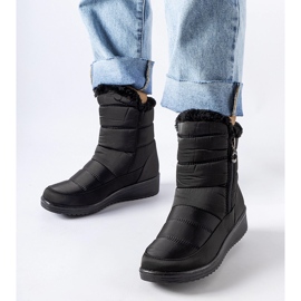 Botas de neve pretas com cunha baixa preto 1 Botas de neve pretas com cunha baixa preto 1