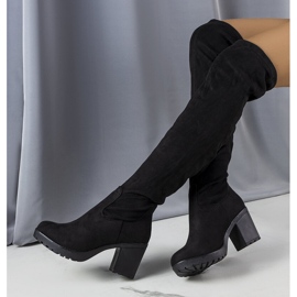 Botas longas pretas de camurça ecológica Nona preto 1