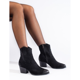 Botas de cowboy pretas perfuradas com salto alto da Vinceza preto 2