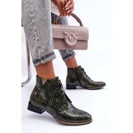 Botas femininas de couro Maciejka 5743C-09 verdes 1