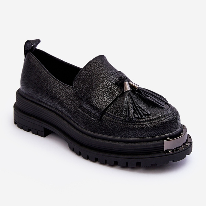 PS1 Mocassins de couro com plataforma e salto plano, Preto Jorne 1