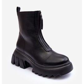 Botins Kusma pretos em plataforma enorme com zíper 1