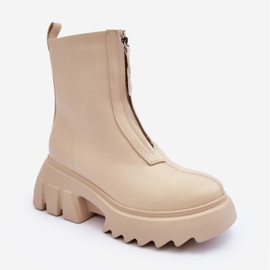 Botins Kusma bege em plataforma enorme com zíper 1