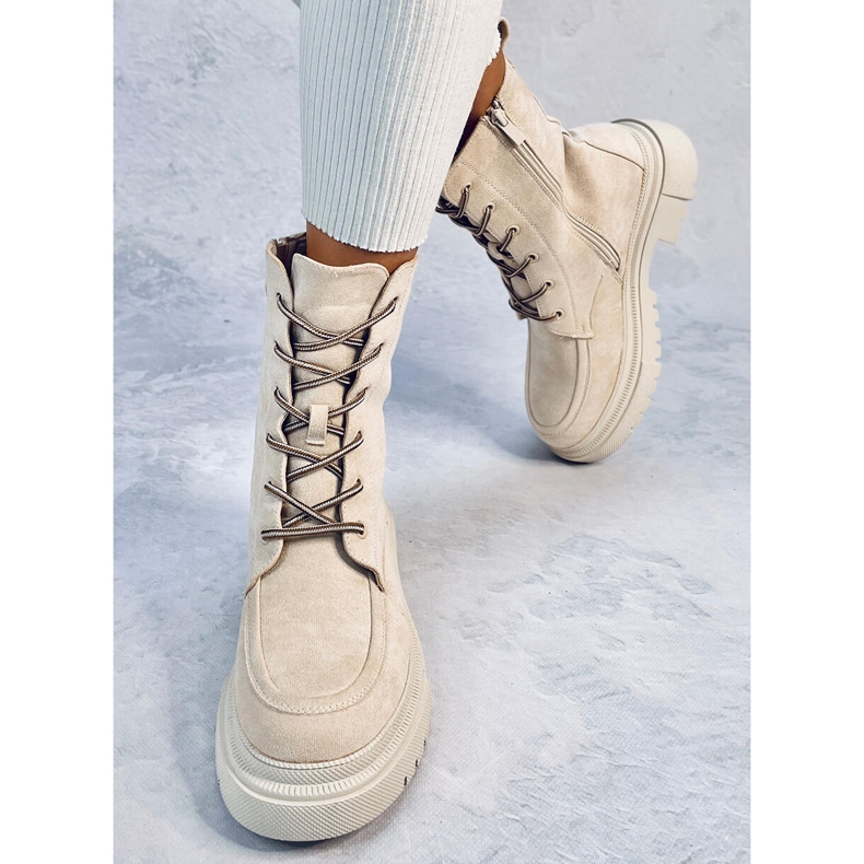 Botas com cadarço de camurça Roisin Beige bege 1 Botas com cadarço de camurça Roisin Beige bege 1