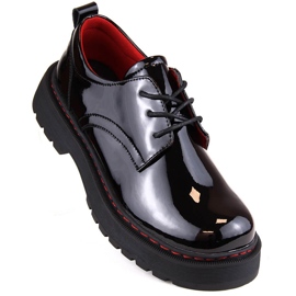 Sapatos oxford femininos de couro envernizado preto Filippo DP4736 1