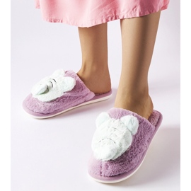 Chinelos Bee macios roxos e verdes 1