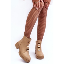 Botas rasas de couro Azulenn bege 2