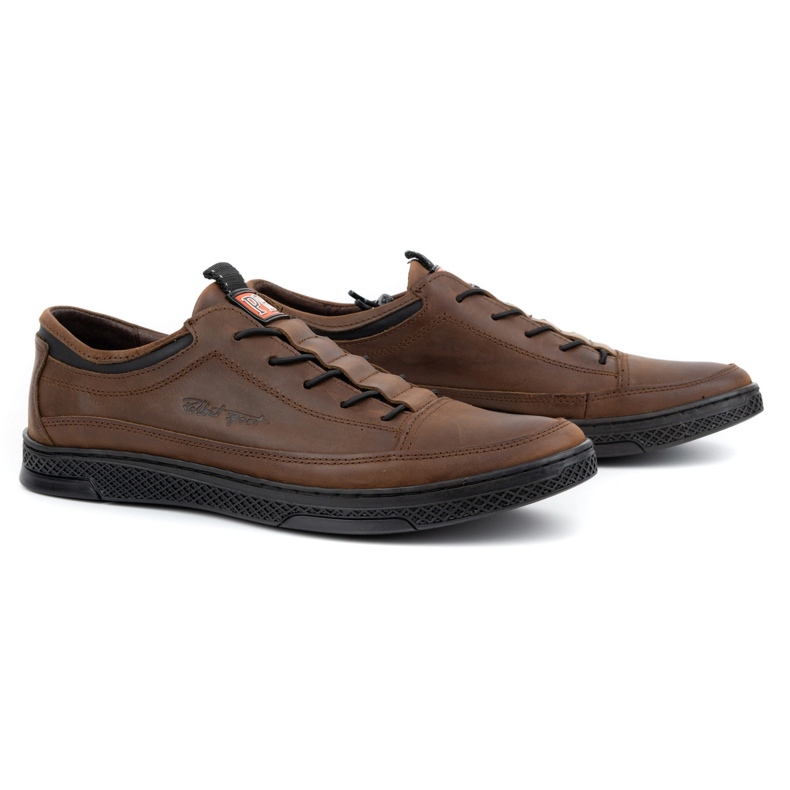 Polbut Sapatos casuais de couro masculino K22 marrom escuro 4