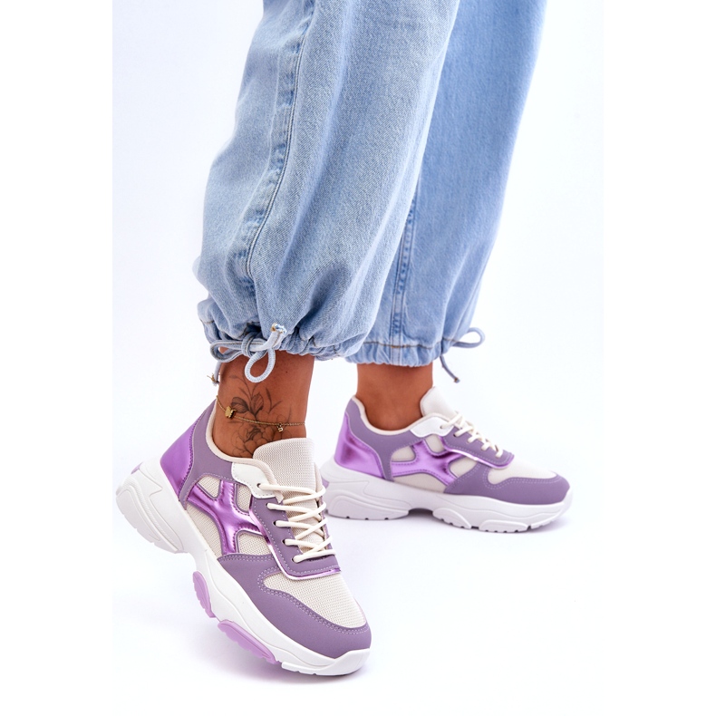 Seastar Tênis feminino roxo Cortes com cadarço 4