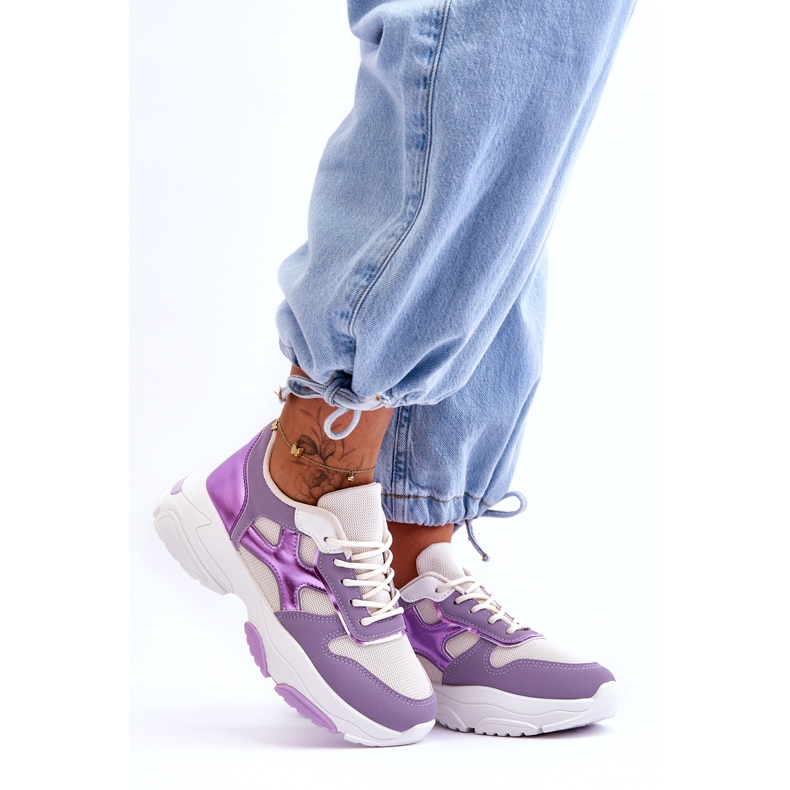 Seastar Tênis feminino roxo Cortes com cadarço tolet 2