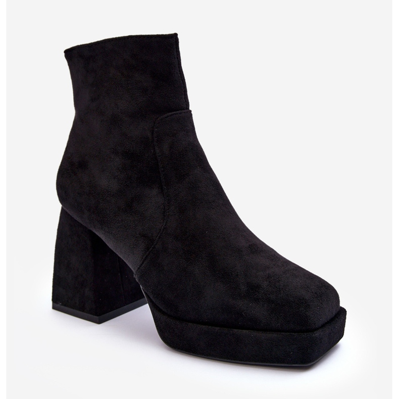 FJ1 Botas pretas de camurça Abnous com salto grosso preto 1 FJ1 Botas pretas de camurça Abnous com salto grosso preto 1