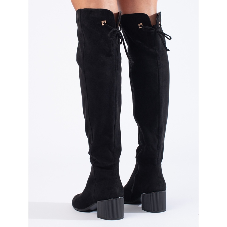 Goodin Botas elegantes com salto decorativo preto 2