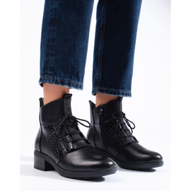 Botas elegantes Shelovet com atacadores para mulher preto 1