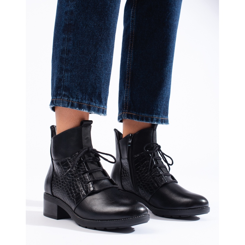 Botas elegantes Shelovet com atacadores para mulher preto 1