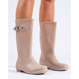 Botas Wellington bege femininas com fivela Shelovet 1