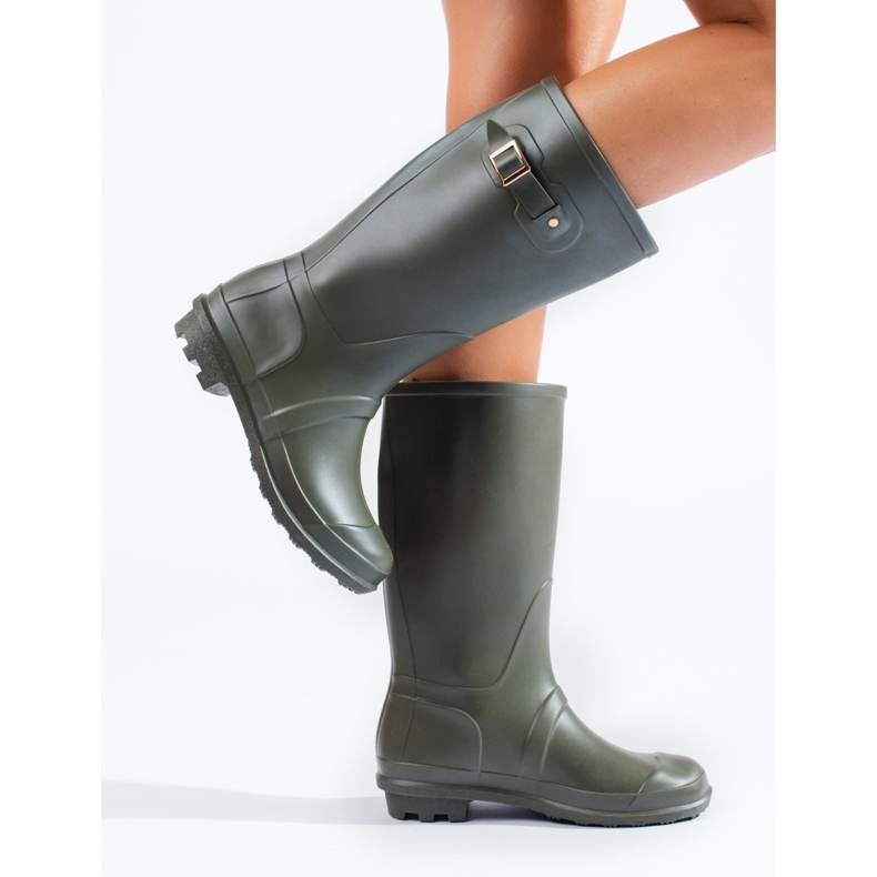 Botas Wellington verdes femininas com fivela Shelovet 1