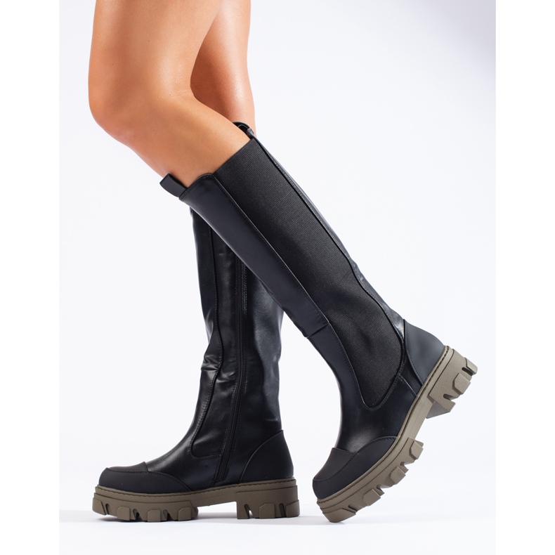 Botas pretas com parte superior flexível Shelovet preto 2