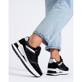 Tênis feminino preto com inserção Shelovet branca 2