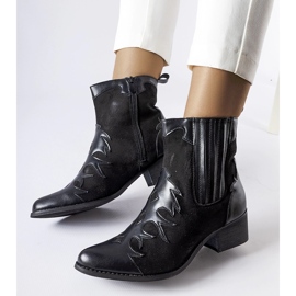 Botas de cowboy pretas Henriette de cano baixo preto 1
