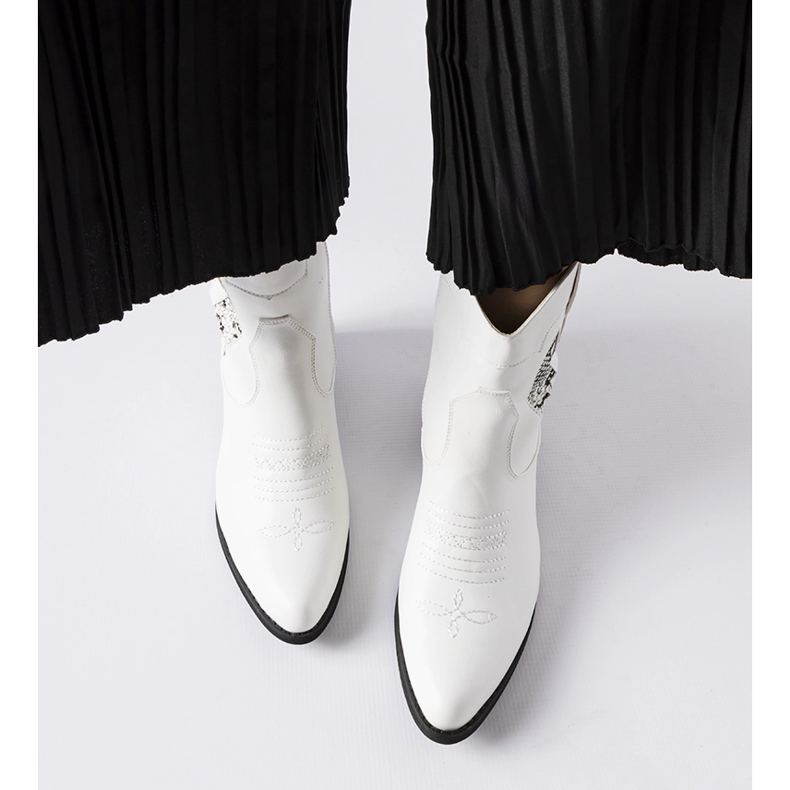 Botas de cowboy brancas de salto alto Henriette branco 1