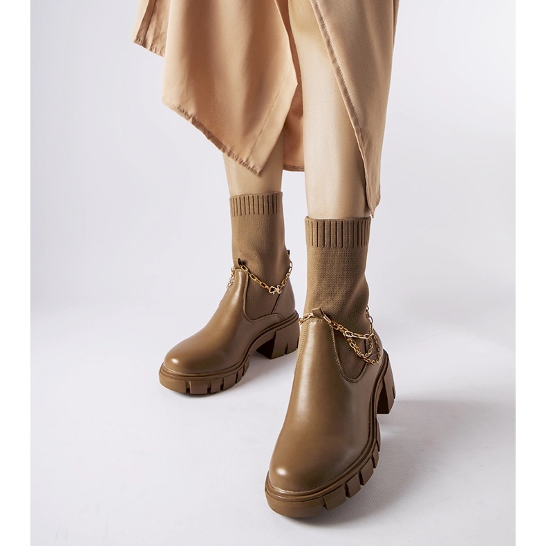 Botins castanhos com parte superior elástica Naser 1