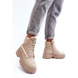 Botas femininas de couro bege Lemar Vergo 2