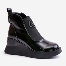 Botas de cunha de couro S.Barski MR870-22 pretas preto 1