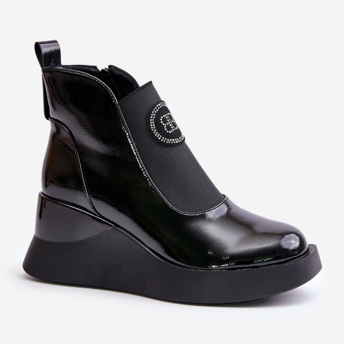 Botas de cunha de couro S.Barski MR870-22 pretas preto 1