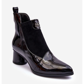 Botas de couro de salto alto S.Barski MR870-96 pretas preto 1