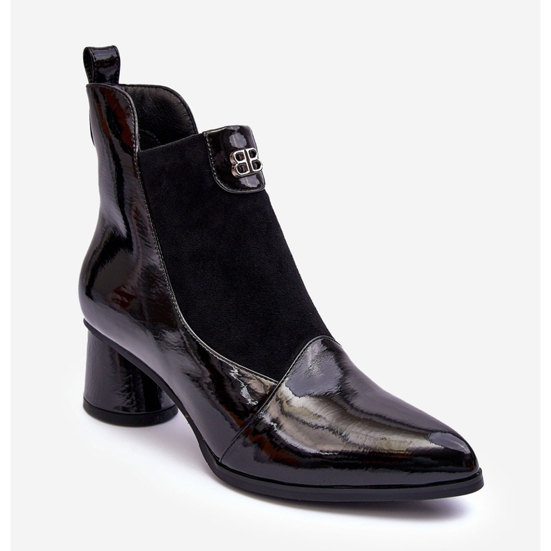 Botas de couro de salto alto S.Barski MR870-96 pretas preto 1